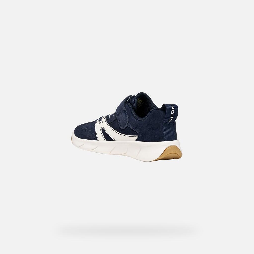 Baskets Garçon J FOOT-RUN BOY Bleu Marine Foncé/Blanc 4/7