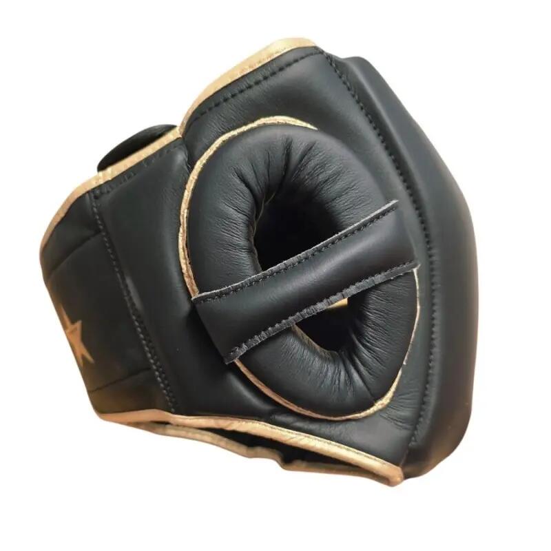 Casco de combate CrossLiftor Fight de piel - Negro/Dorado, Talla S 2/5