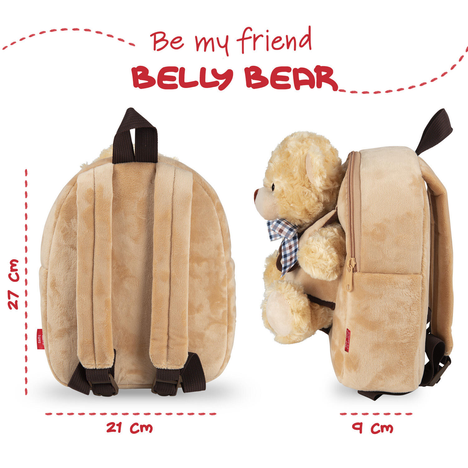 Zaino Morbido con Peluche Orsetto Beige 3/6