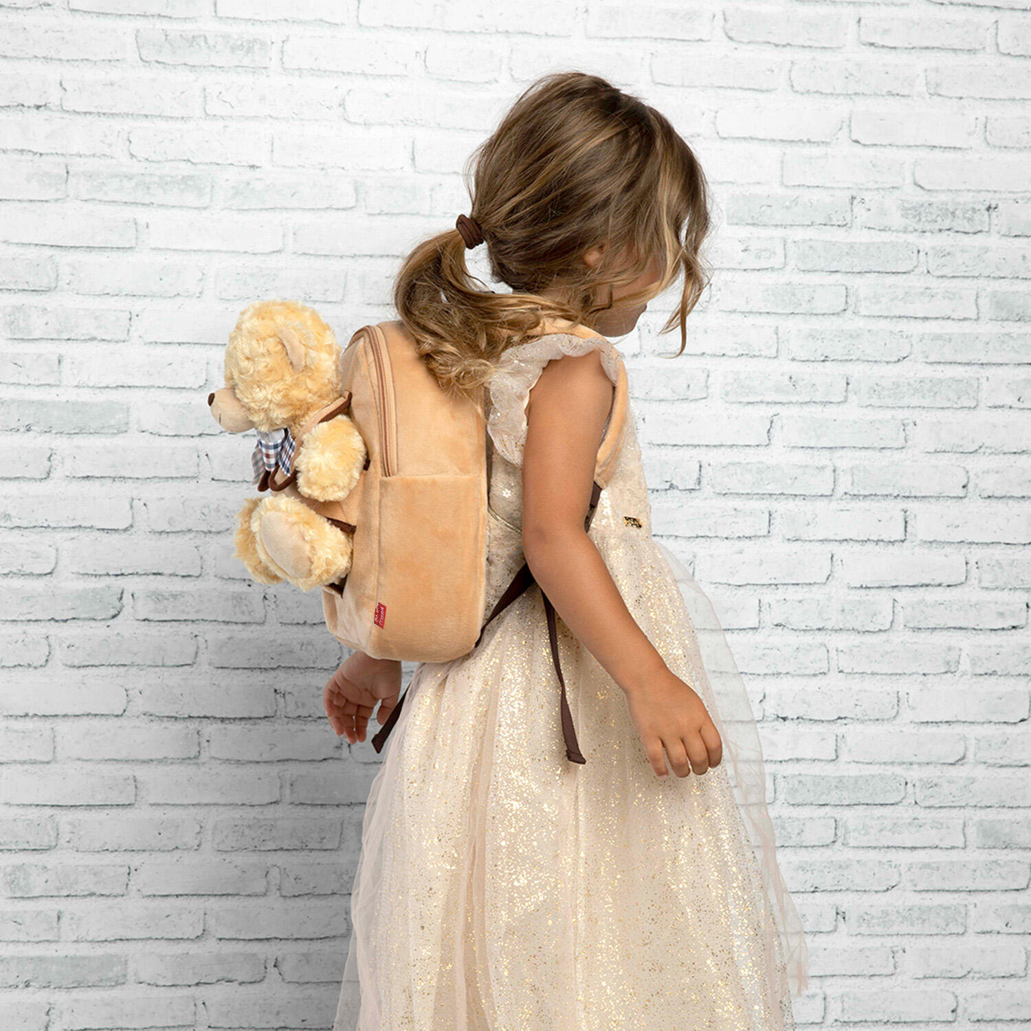 Zaino Morbido con Peluche Orsetto Beige 5/6