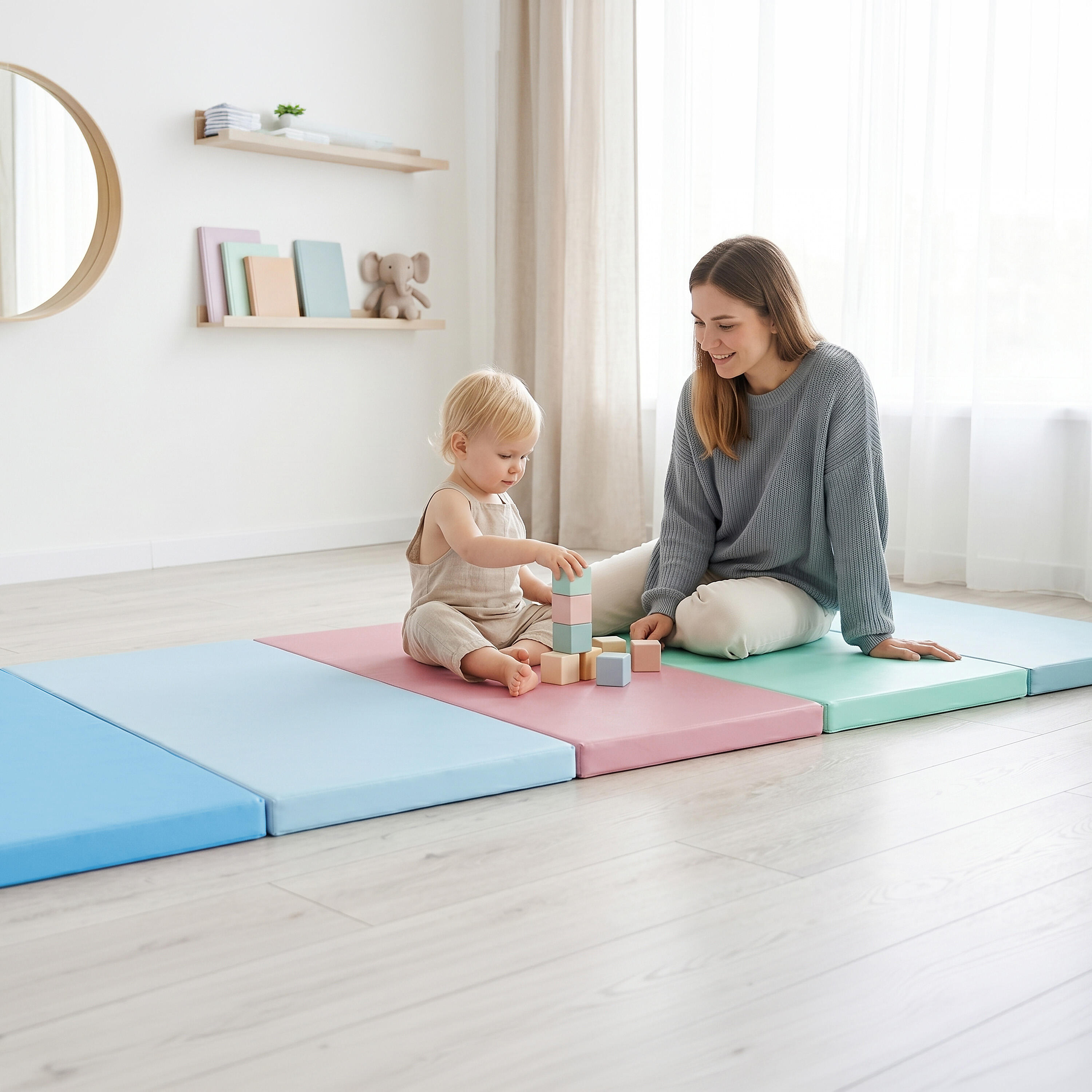 Opvouwbare gymmat met draaggreep en klittenband voor yoga 200X100X3CM 2/7