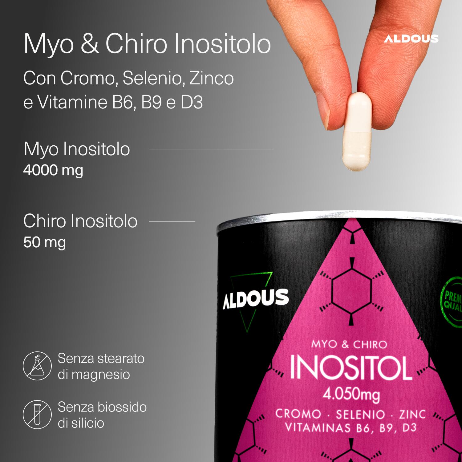 Myo-inositolo + D-chiro-inositolo  - 210 capsule - Equilibrio ormonale femminile 2/5