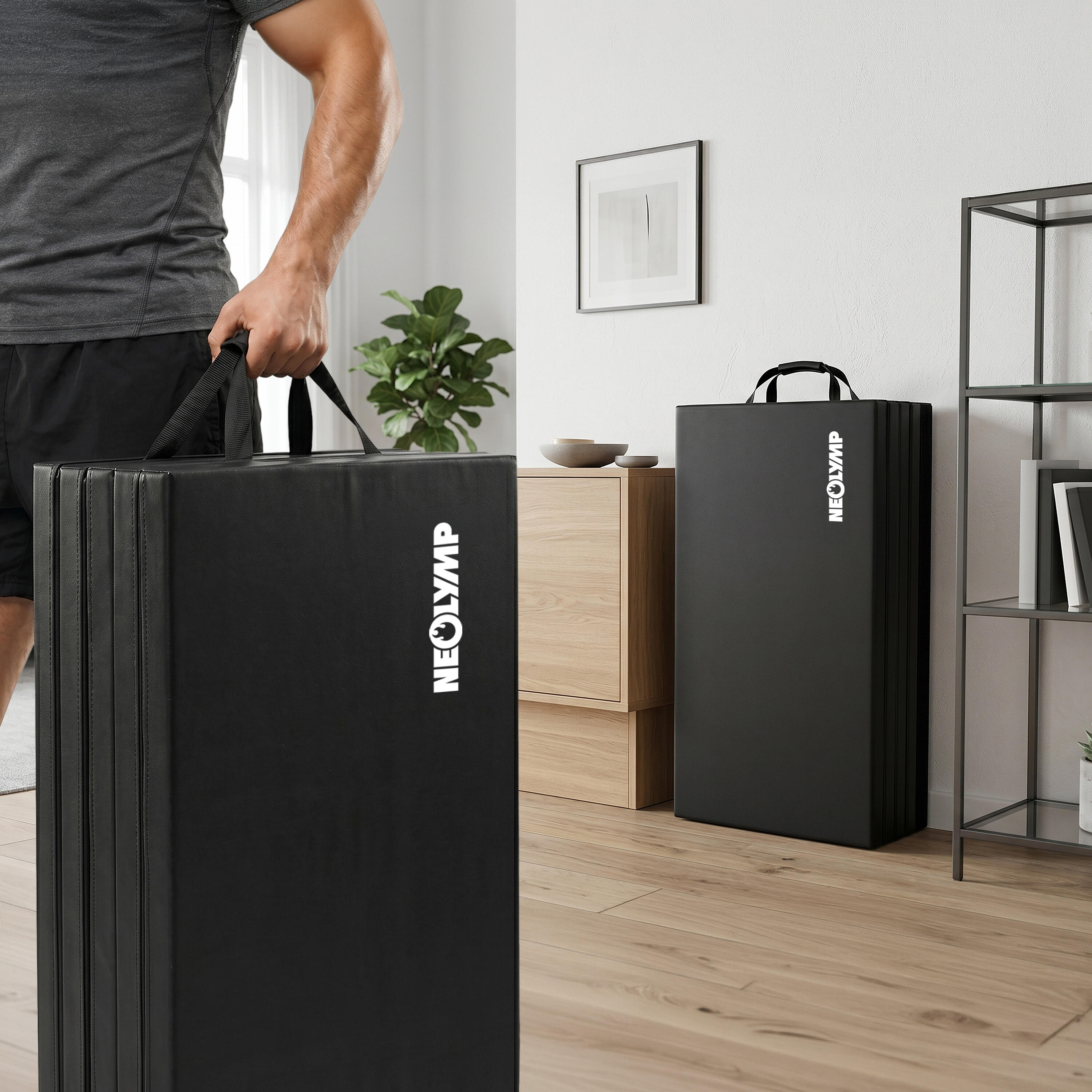 Opvouwbare gymmat met draaggreep en klittenband voor yoga 200X100X3CM 4/7