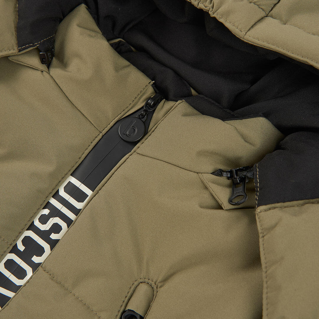 Parka tejido técnico niño verde con capucha 3/4