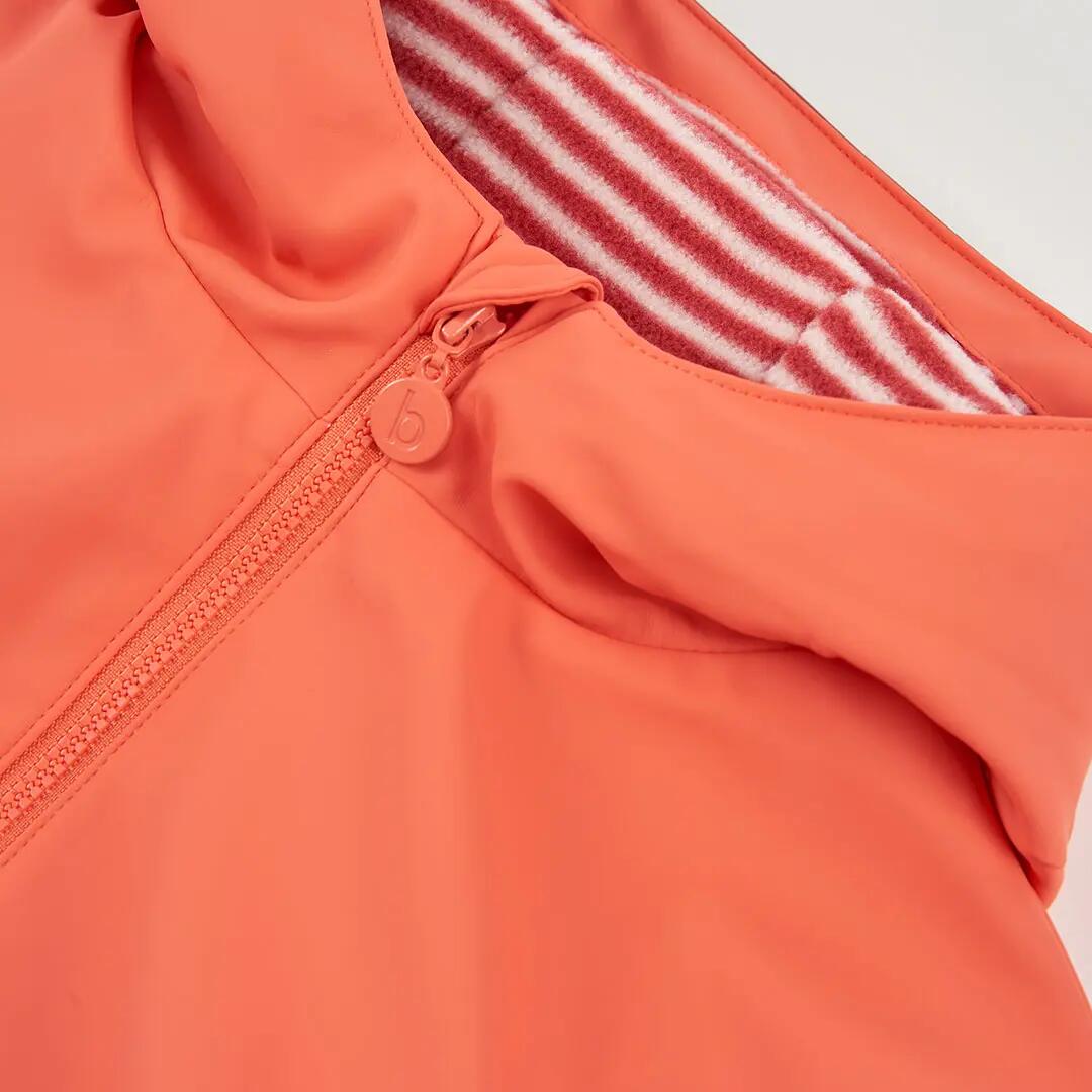Impermeable con capucha naranja con cremallera 3/4