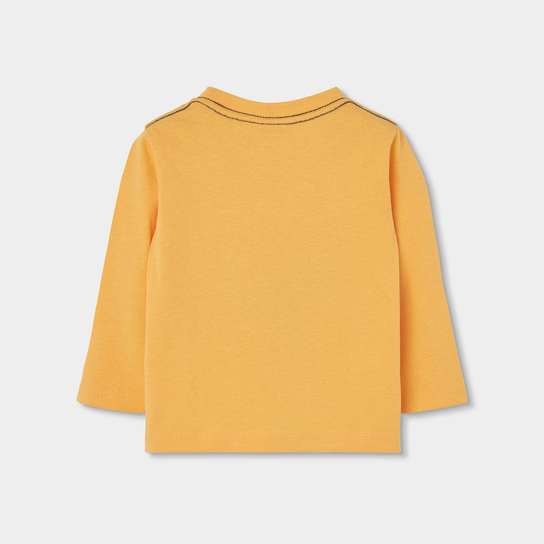 Camiseta punto niño amarilla estampado gato 2/4