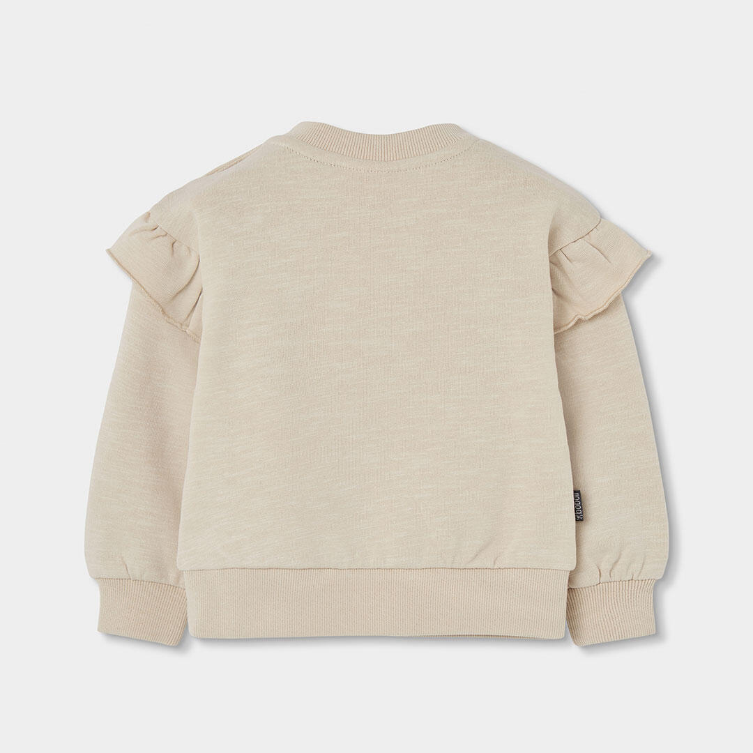 Sudadera felpa niña beige bordado flores 2/4