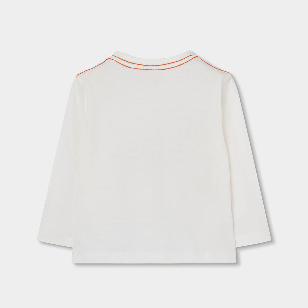 Camiseta punto niño blanca estampado de gato 2/4