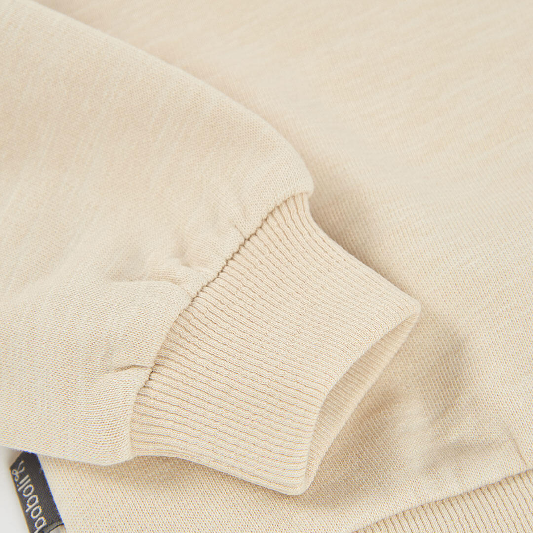 Sudadera felpa niña beige bordado flores 4/4