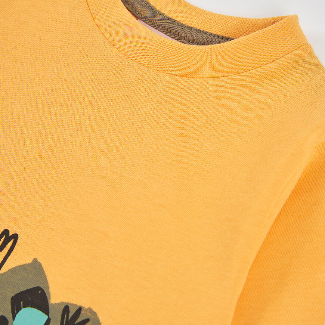 Camiseta punto niño amarilla estampado gato 4/4