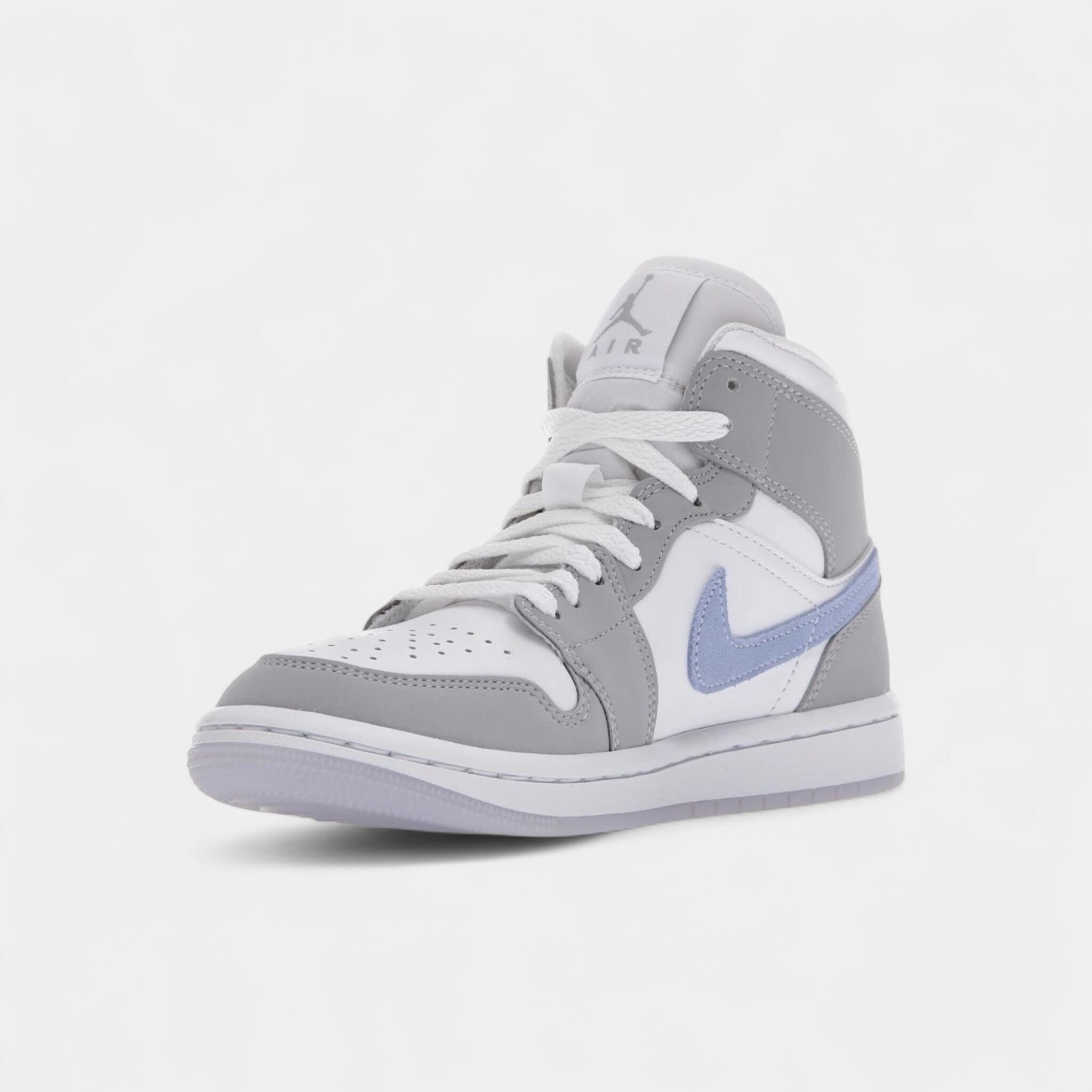 Jordan 1 Mid Wolf Grey Aluminum (Women's) 3/4