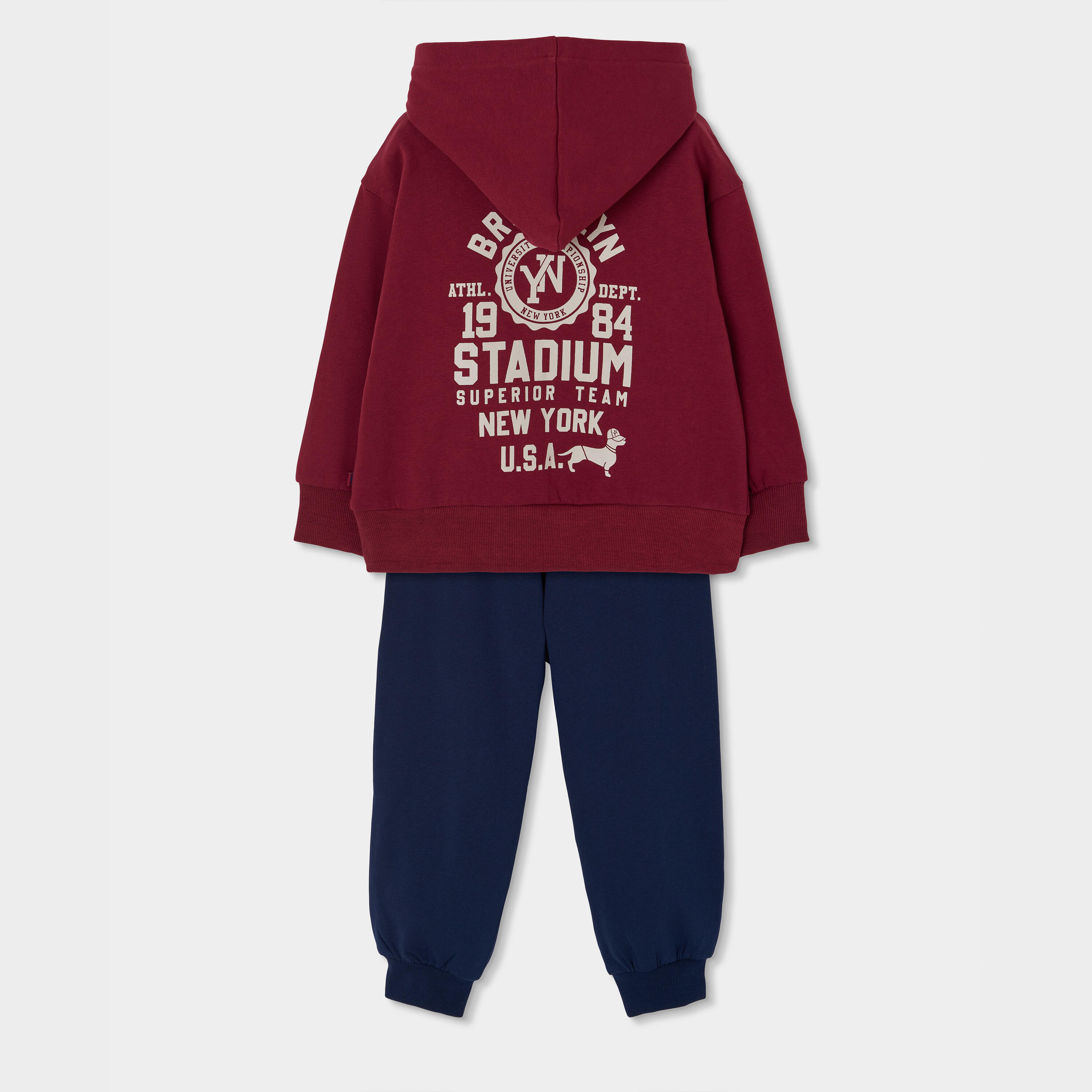 Conjunto punto niño granate con capucha New York 2/7