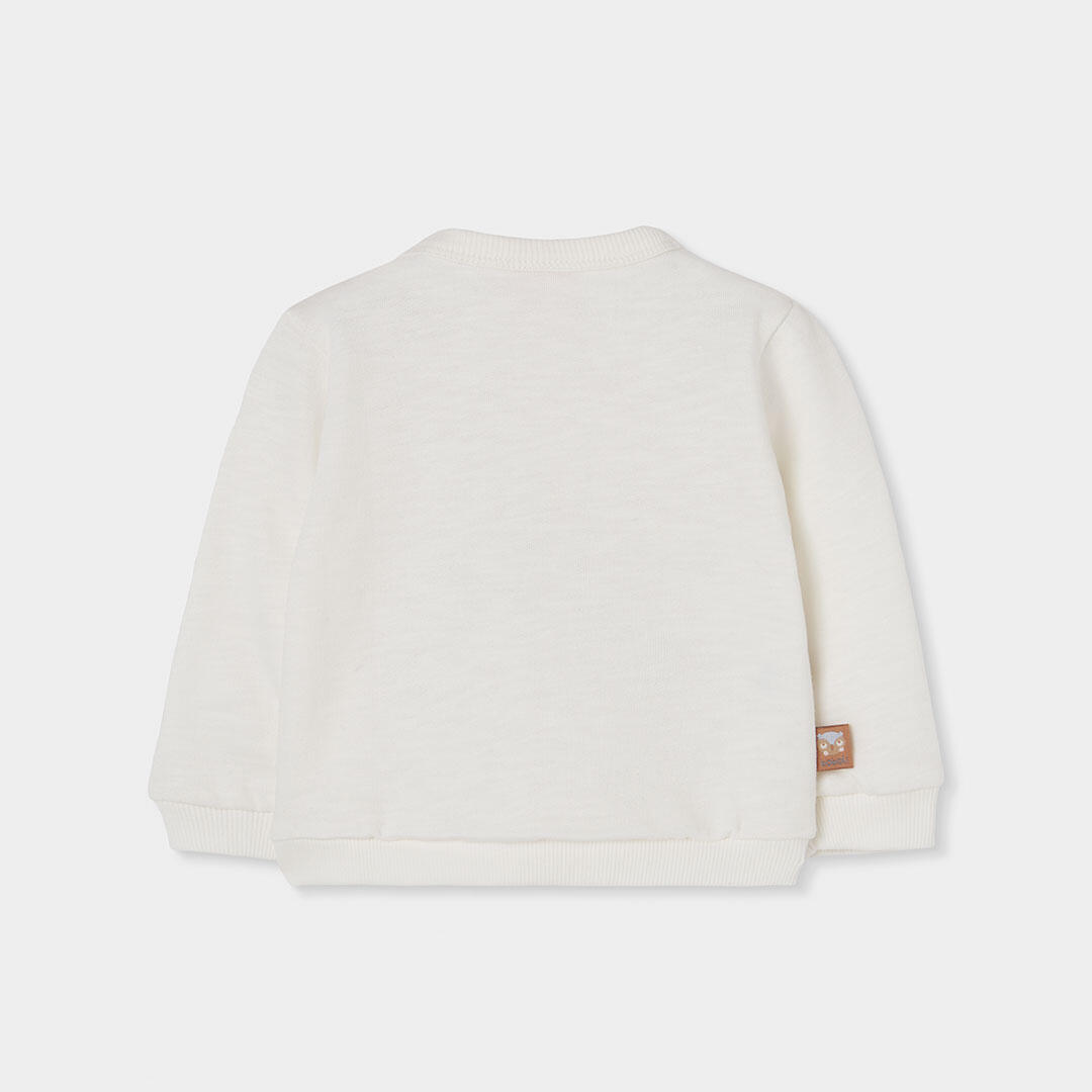 Sudadera felpa bebé blanca estampado búhos 2/4