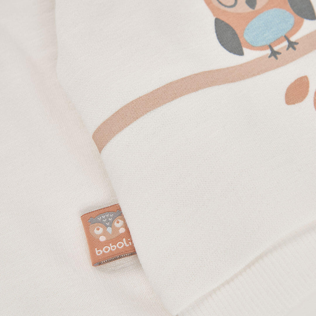 Sudadera felpa bebé blanca estampado búhos 4/4