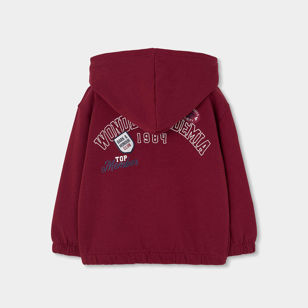 Chaqueta felpa niño granate estampado Oxford 2/4
