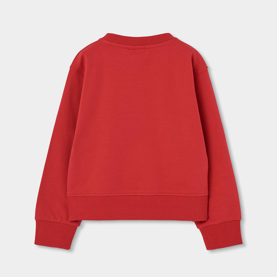 Sudadera felpa niña granate bordado perro 2/4