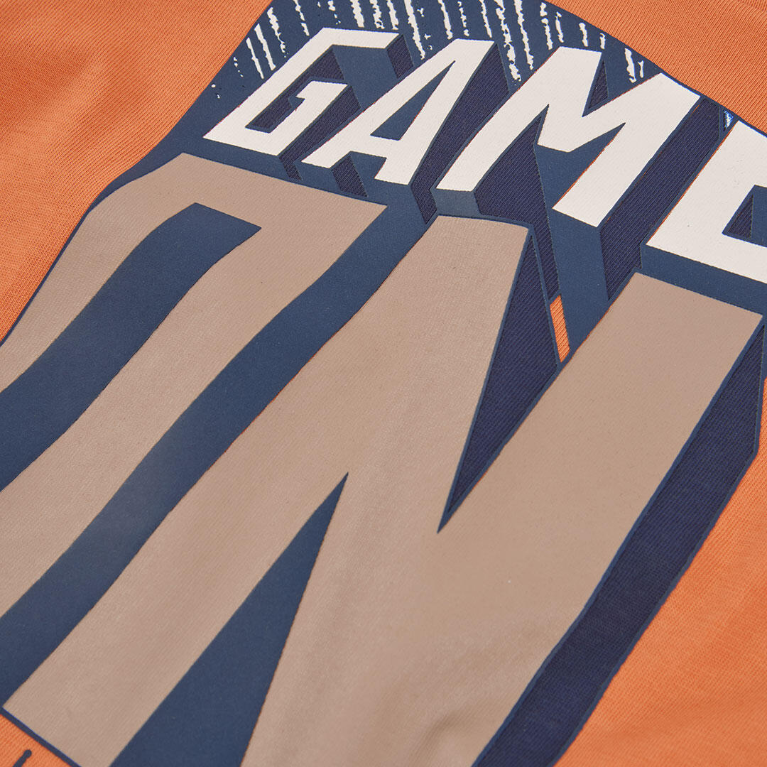 Camiseta punto niño naranja estampado Game On 3/4