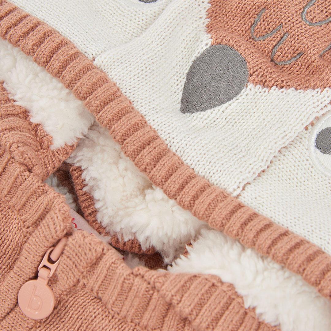 Chaqueta punto bebé niño marrón a rayas con capucha 3/4