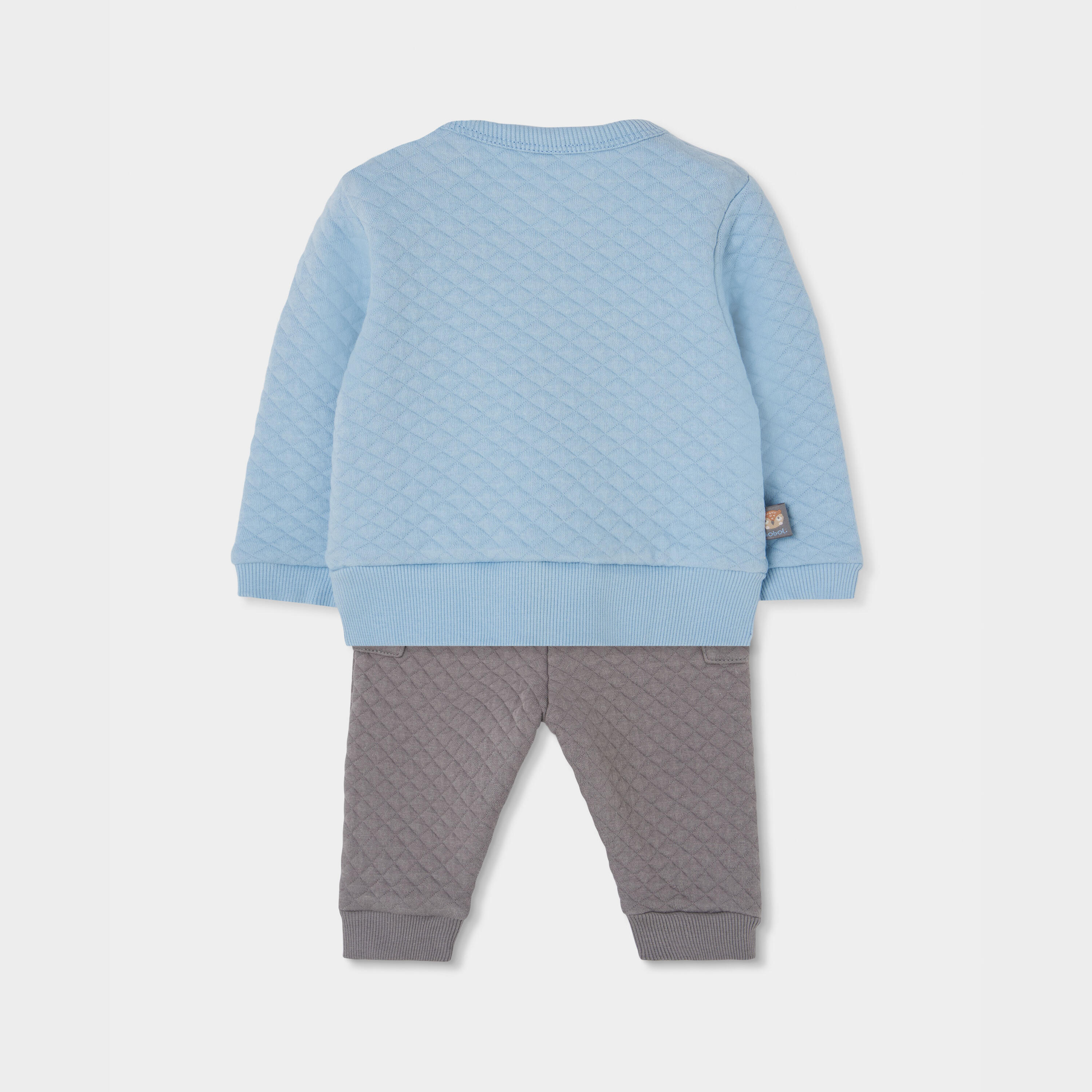 Conjunto punto bebé niño azul celeste estampado búhos 2/7