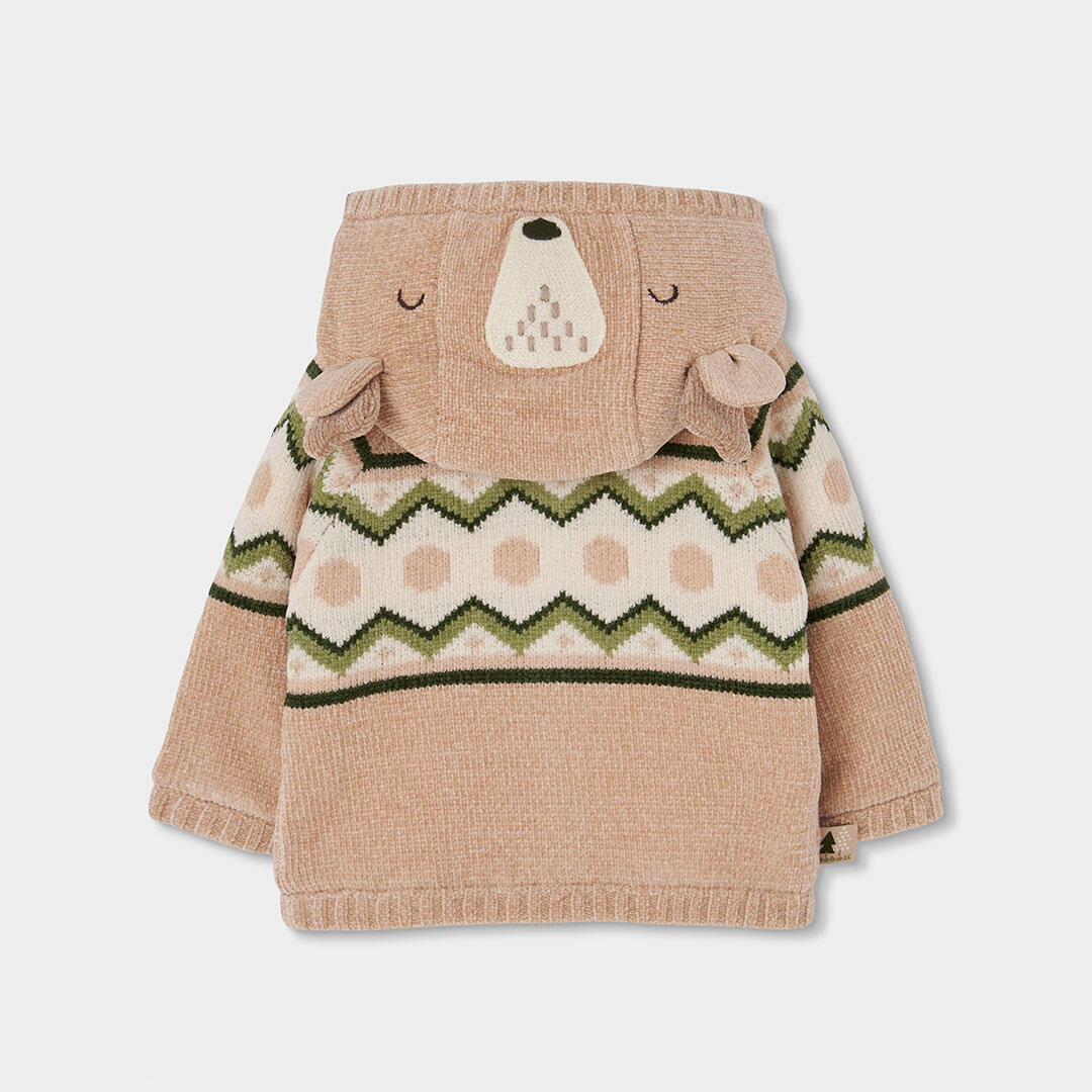 Chaqueta punto bebé niño beige estampado zigzag 2/4