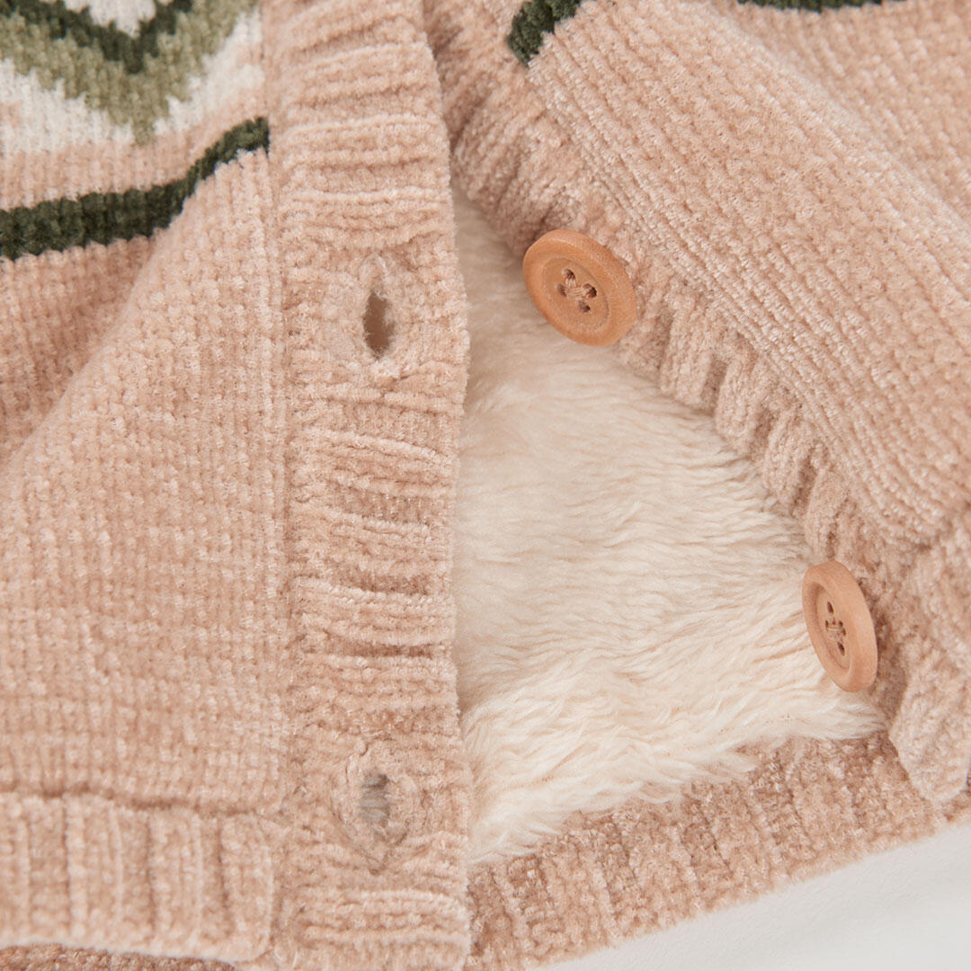 Chaqueta punto bebé niño beige estampado zigzag 4/4
