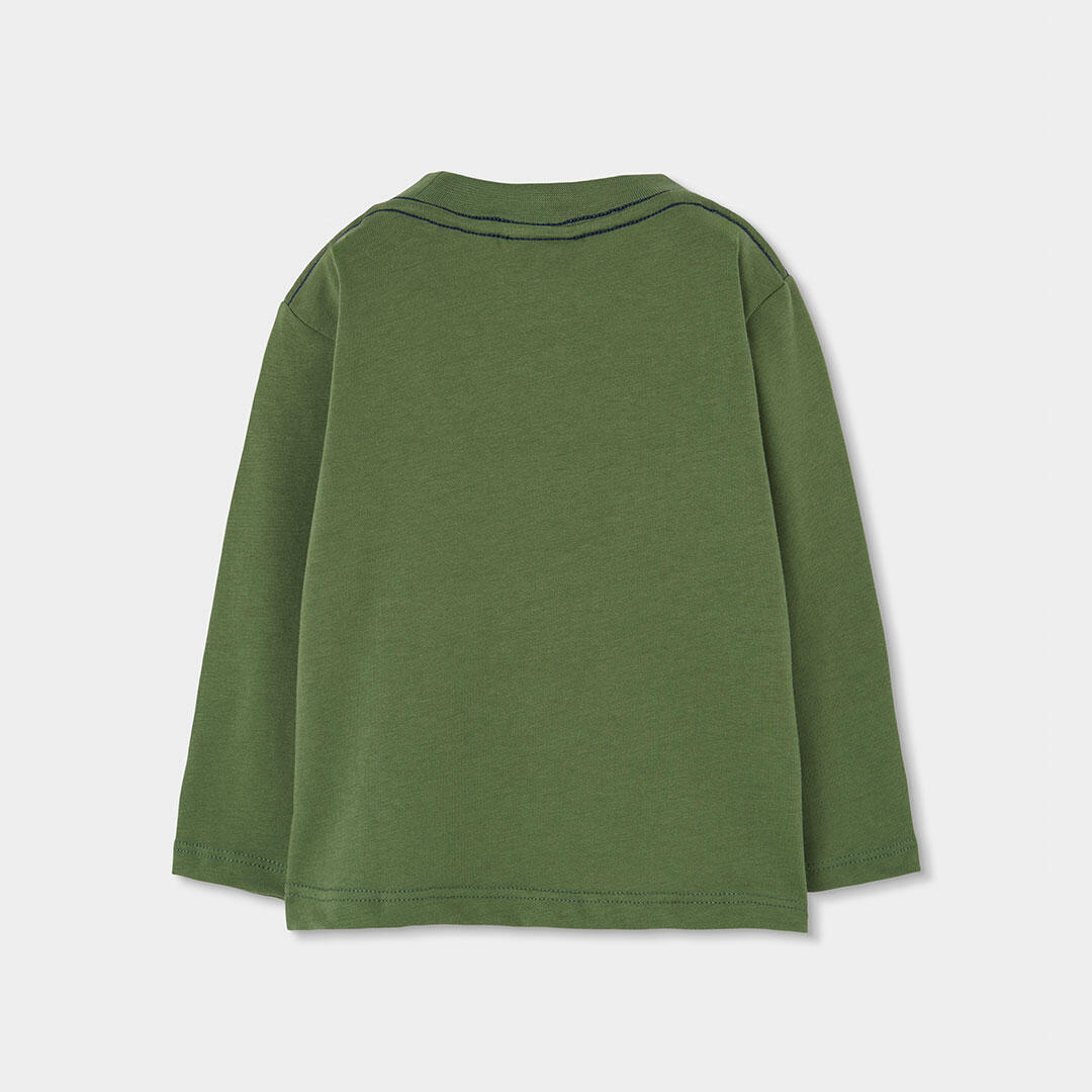 Camiseta punto niño verde estampado letras 2/4