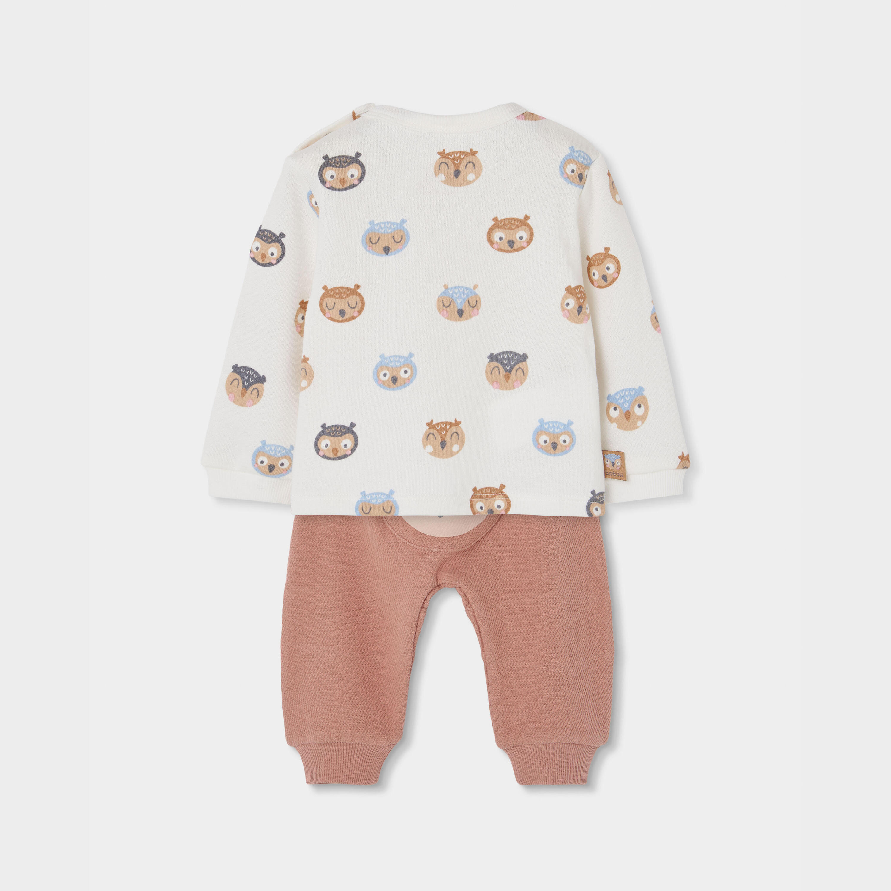Conjunto punto bebé niño crudo estampado búhos 2/7