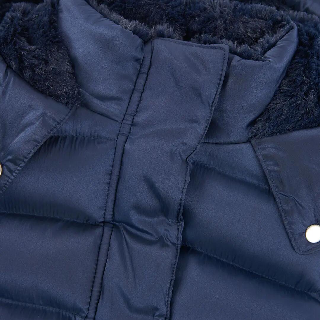 Chaleco tejido técnico niña azul marino con capucha 3/4
