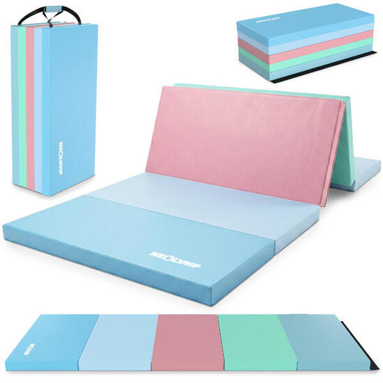 Tapis de gym pliable avec poignée et attache velcro pour yoga 190X80X3CM