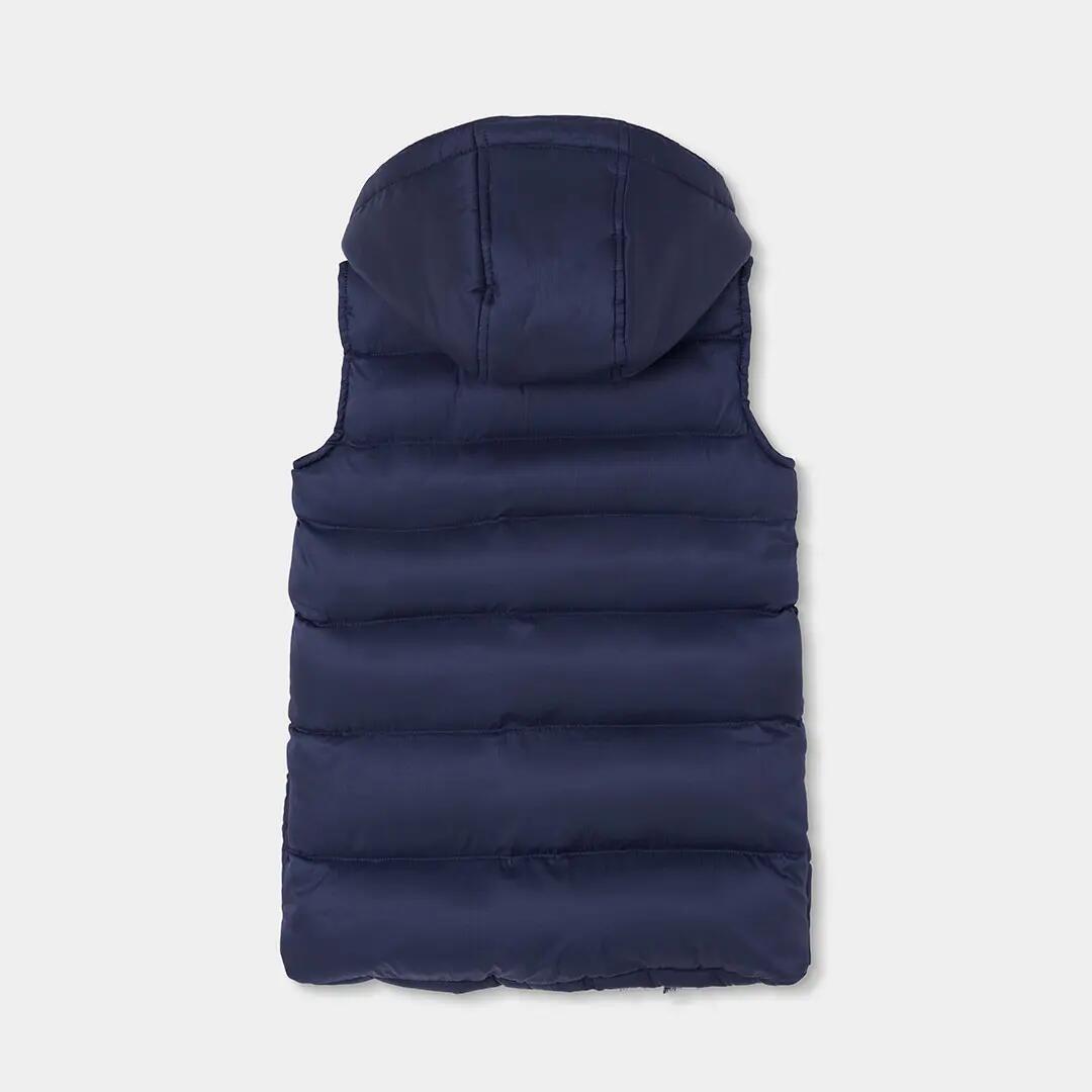 Chaleco tejido técnico niña azul marino con capucha 2/4