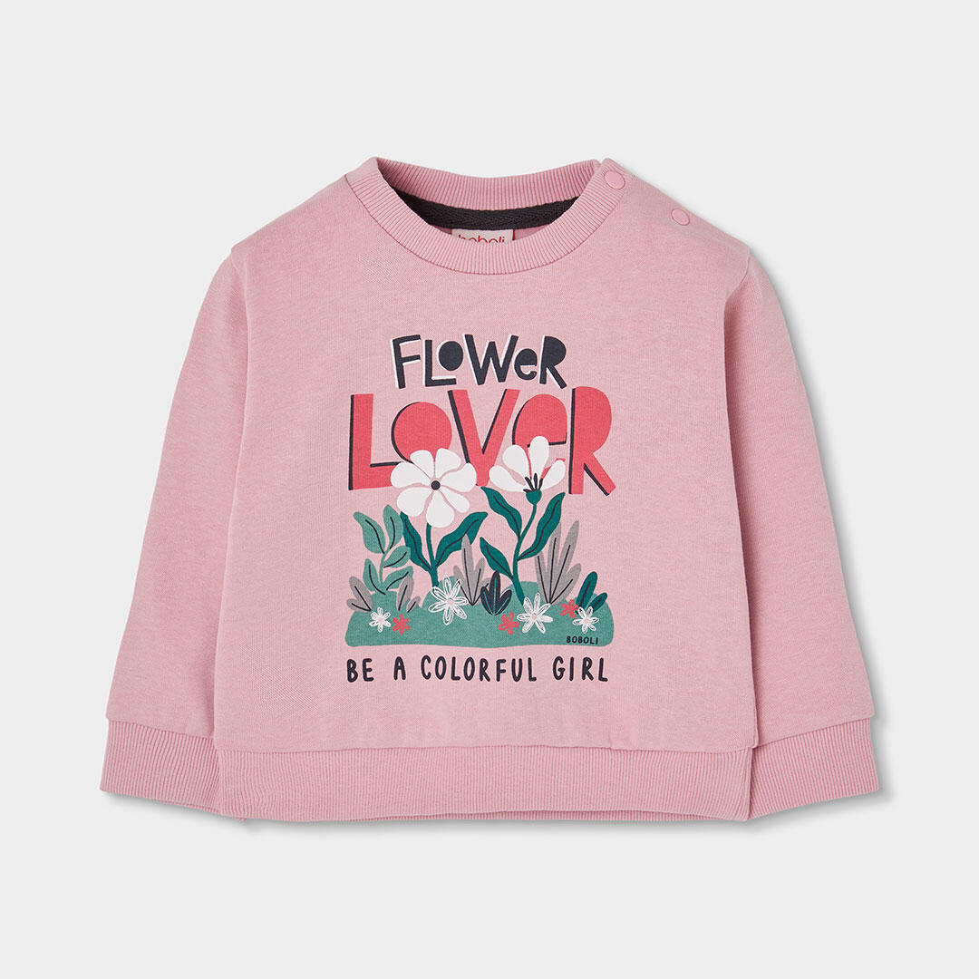 Conjunto punto niña rosa estampado flores 3/7