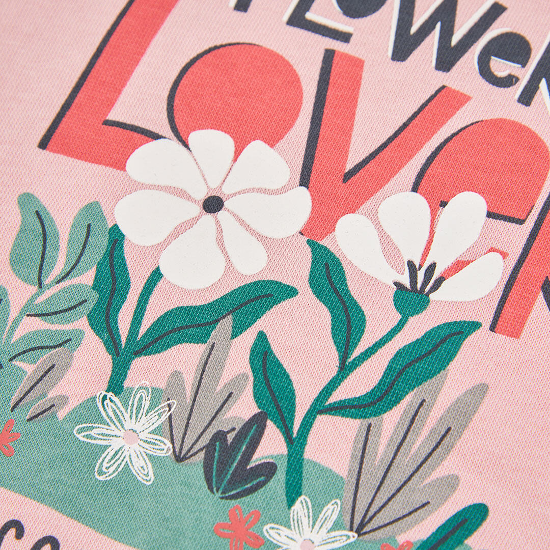 Conjunto punto niña rosa estampado flores 7/7