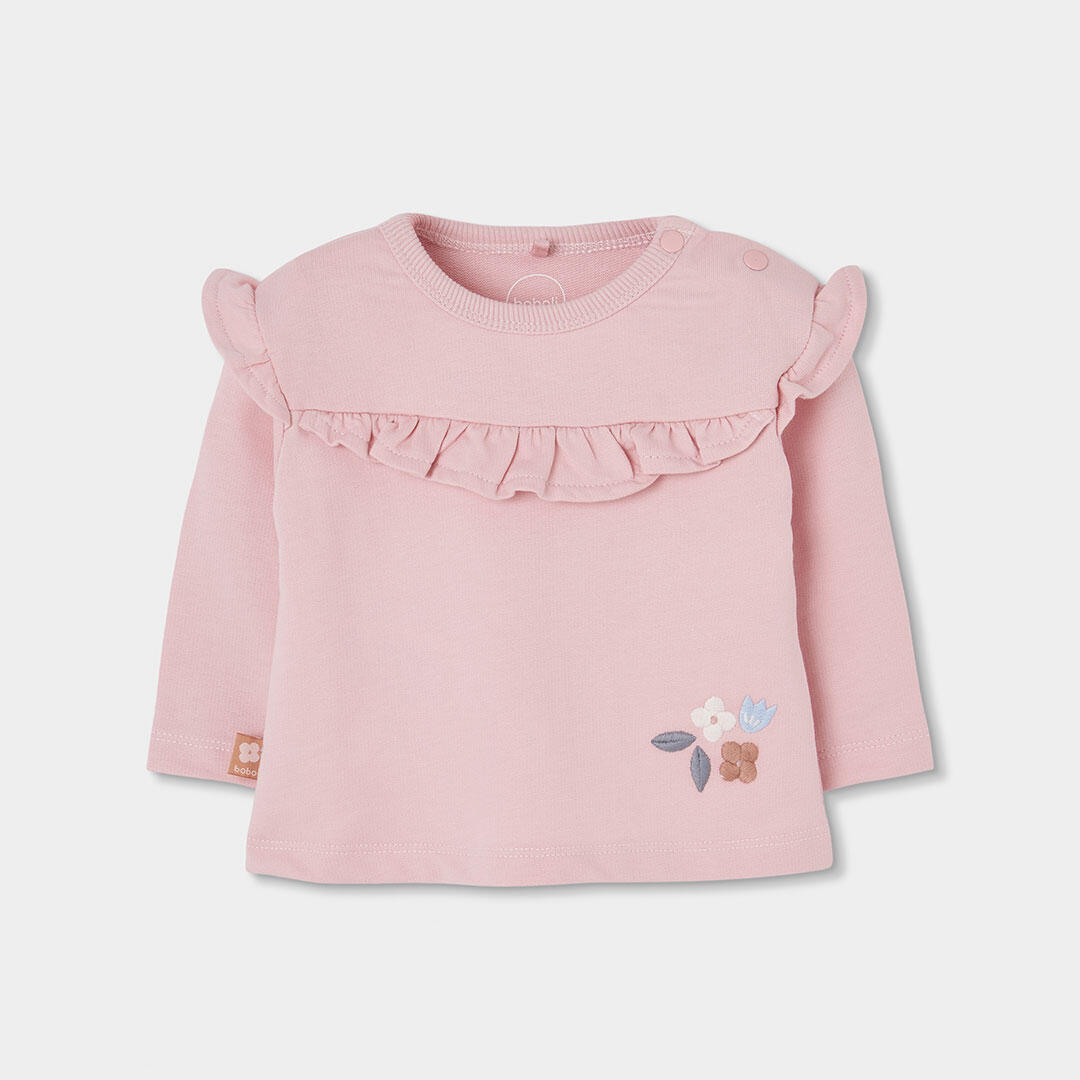 Conjunto punto bebé niña rosa estampado flores 3/7