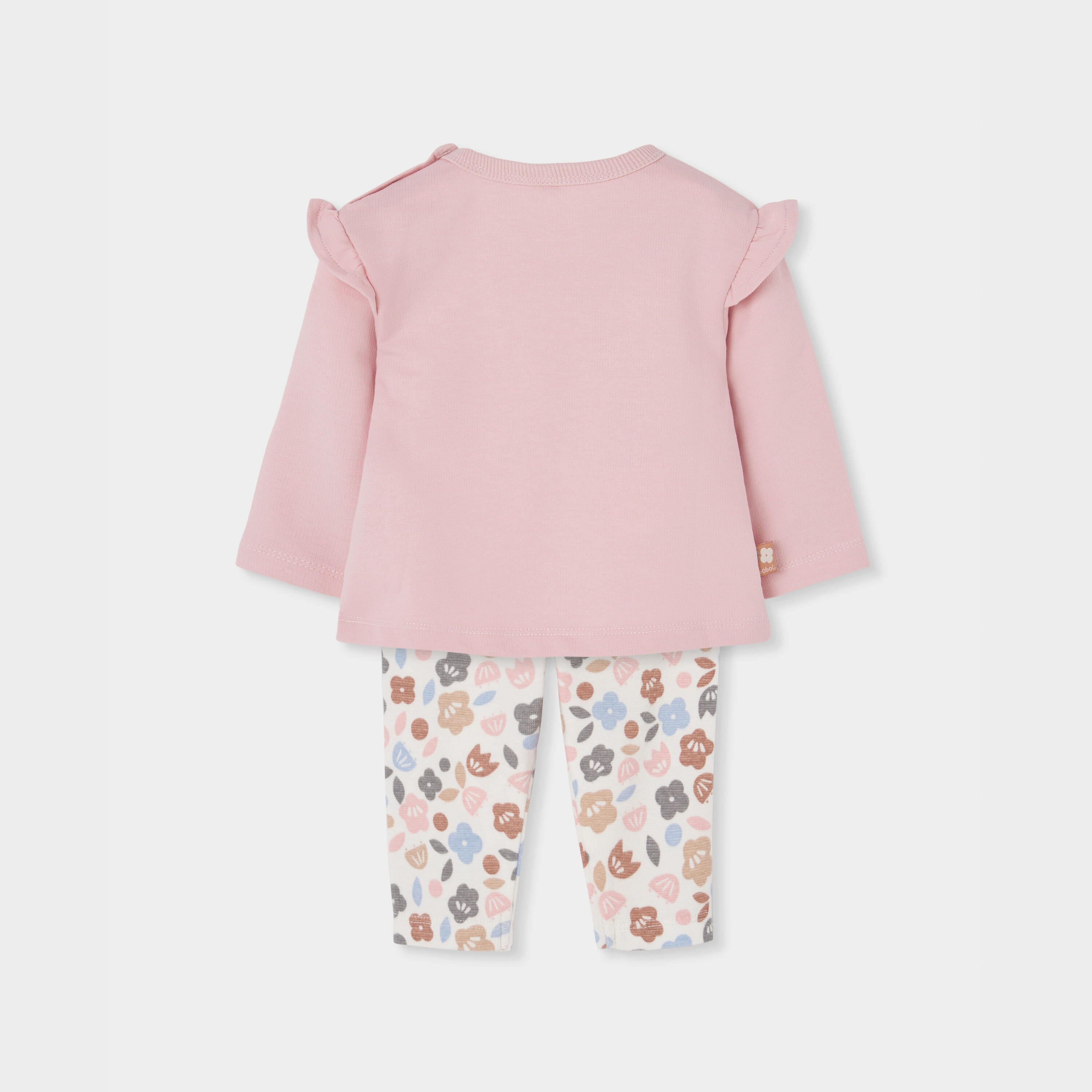 Conjunto punto bebé niña rosa estampado flores 2/7