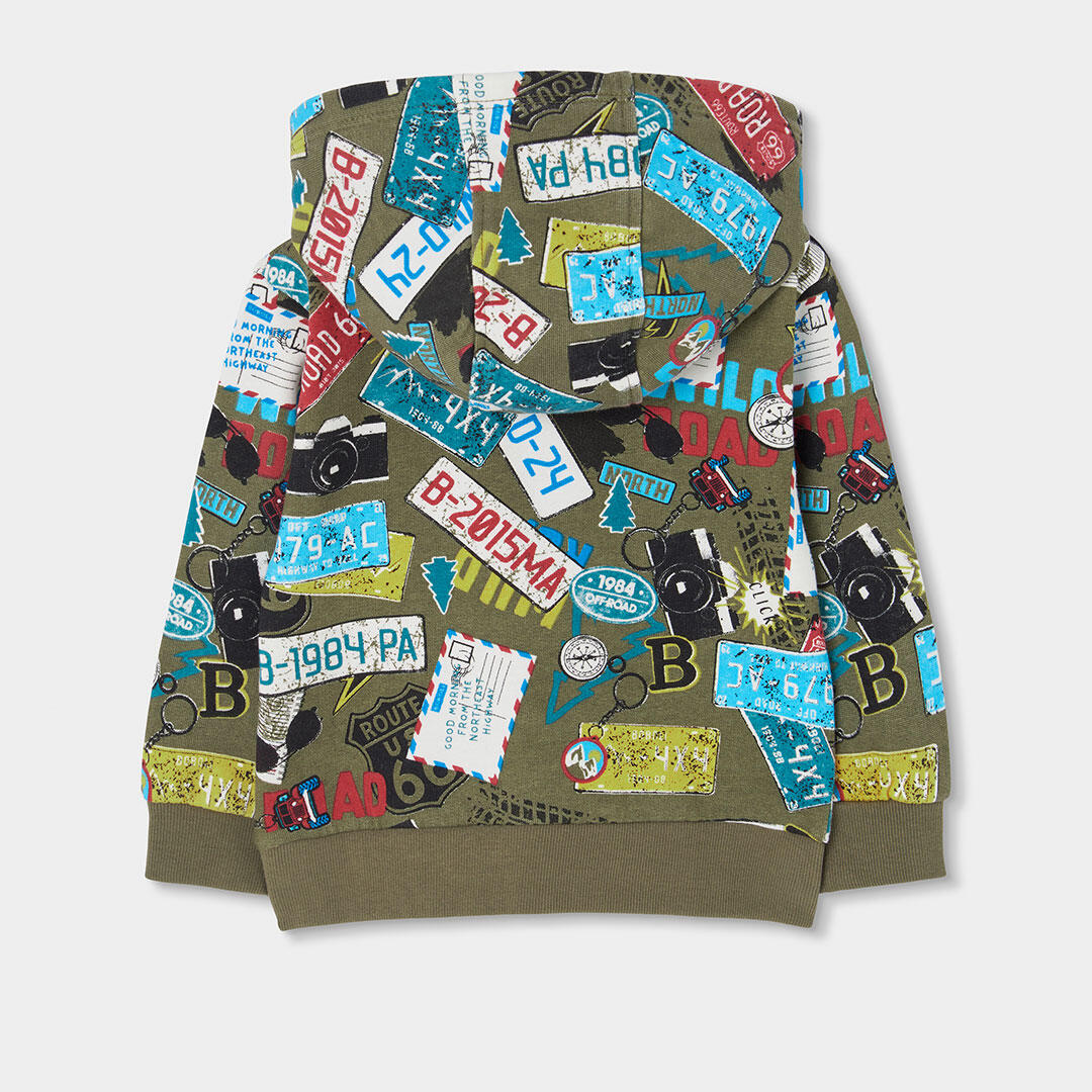 Chaqueta felpa niño estampado placas kaki 2/4
