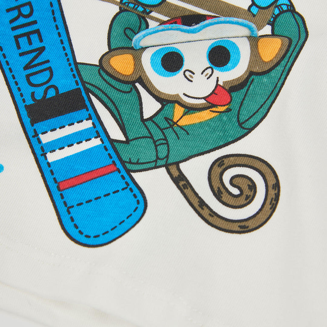 Camiseta punto niño blanca estampado monos snowboard 4/4