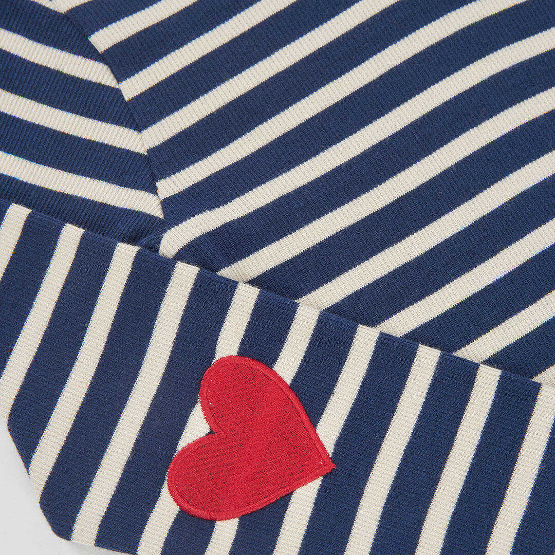 Camiseta punto canalé niña azul marino rayas 3/4
