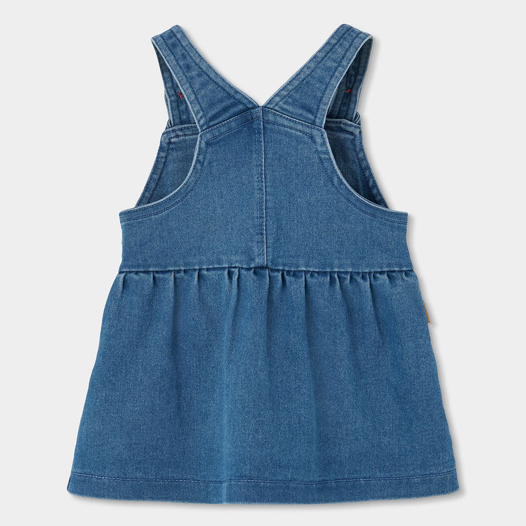 Conjunto punto denim bebé niña rojo bordado de oso 6/7