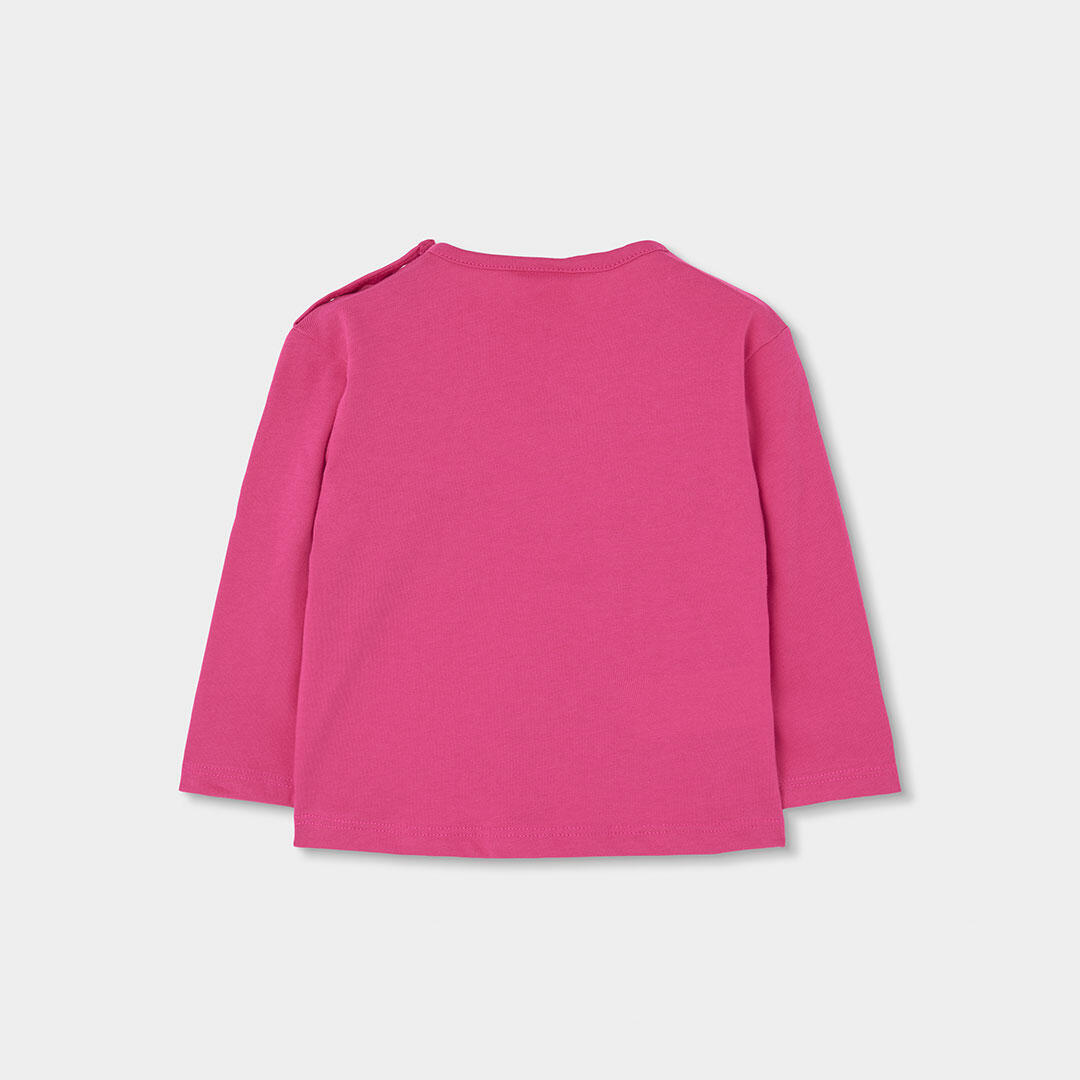 Camiseta punto niña fucsia estampado corazones 2/4