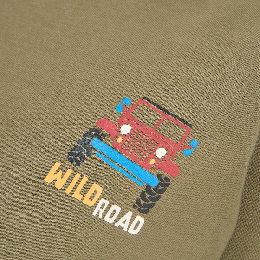Camiseta punto niño verde estampado 4x4 3/4