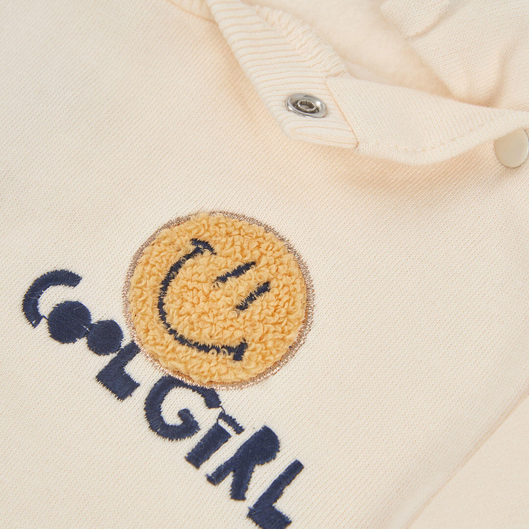 Sudadera felpa niña crudo con emojis 3/4