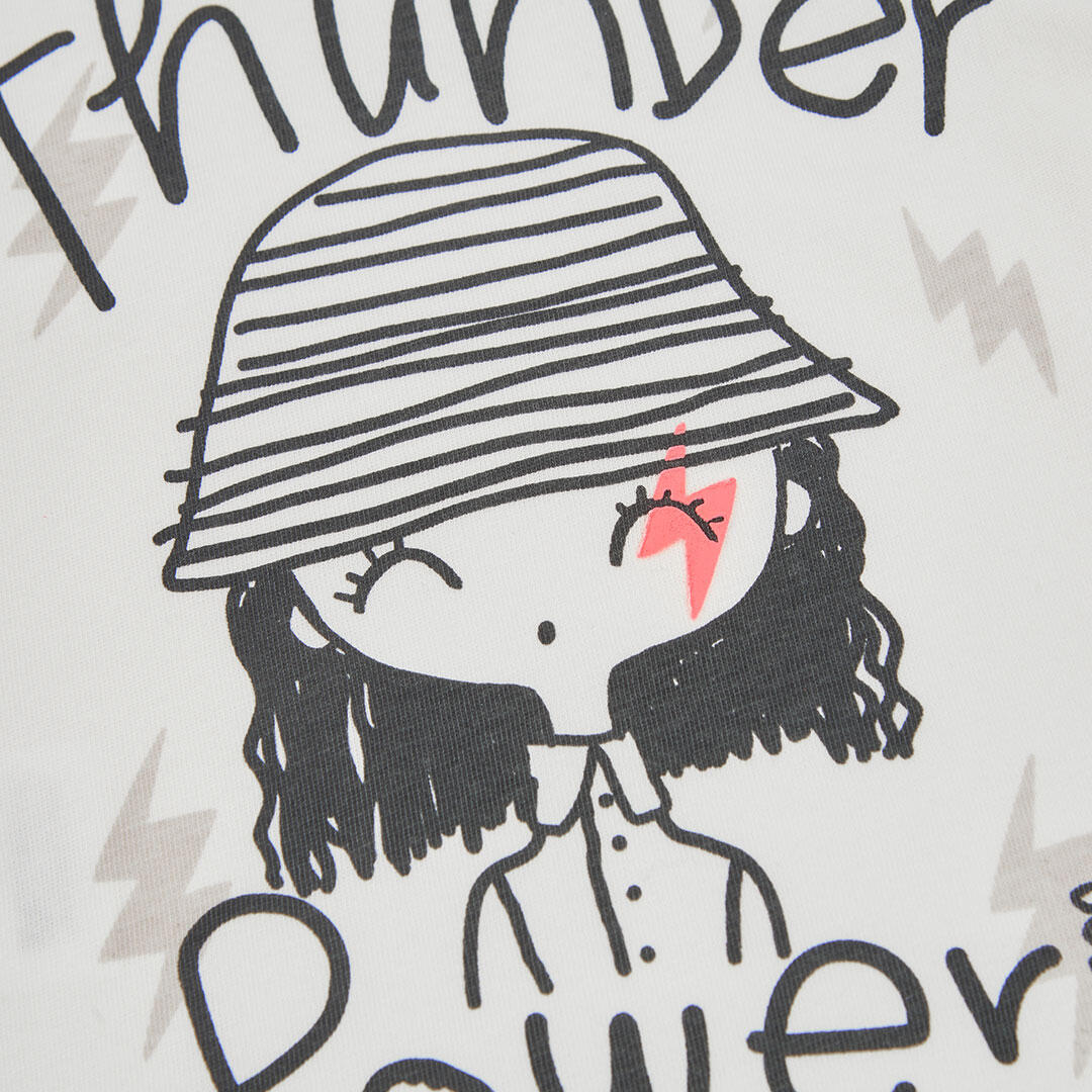 Camiseta punto niña blanca estampado Thunder Power 4/4