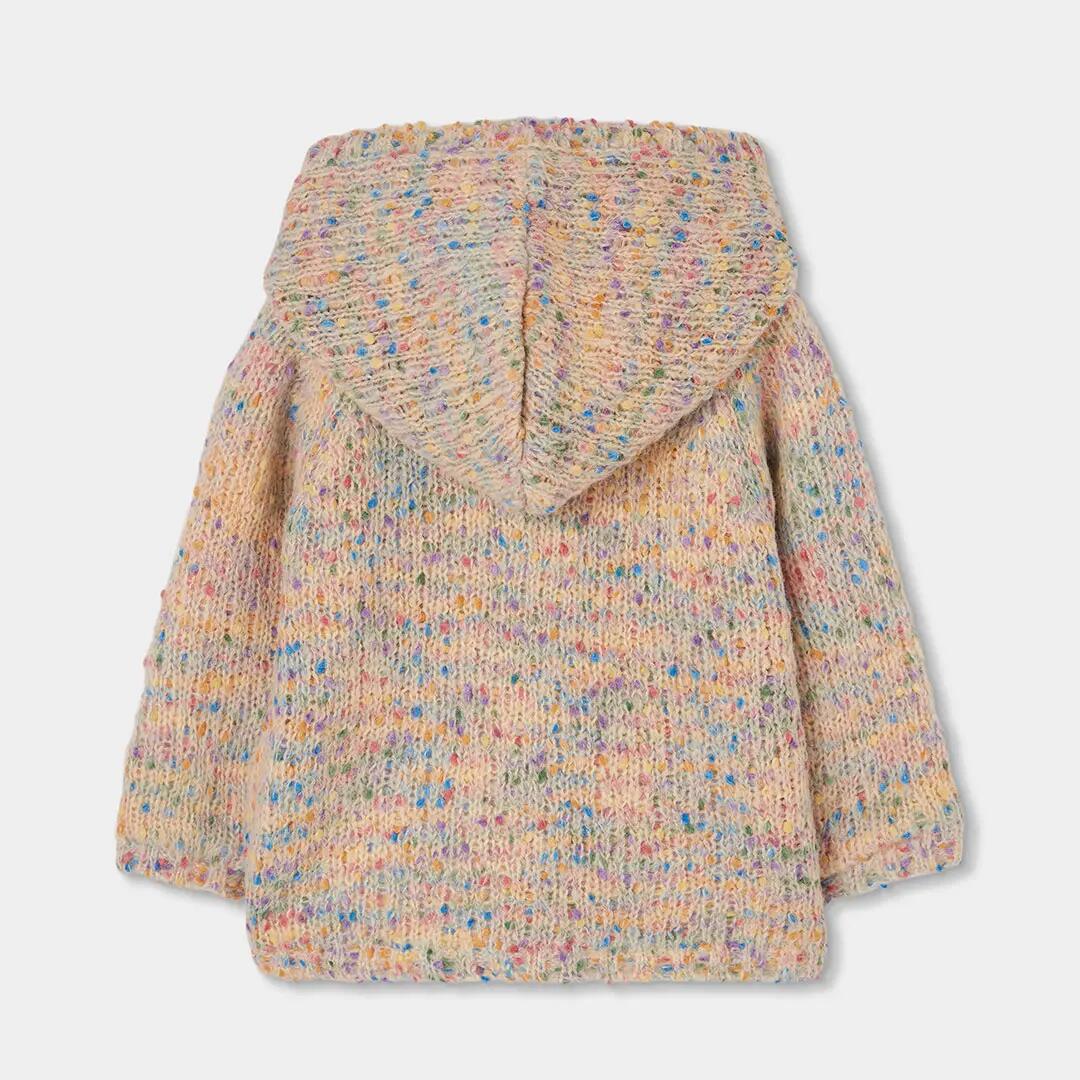 Chaqueta punto niña crudo multicolor con capucha 2/4