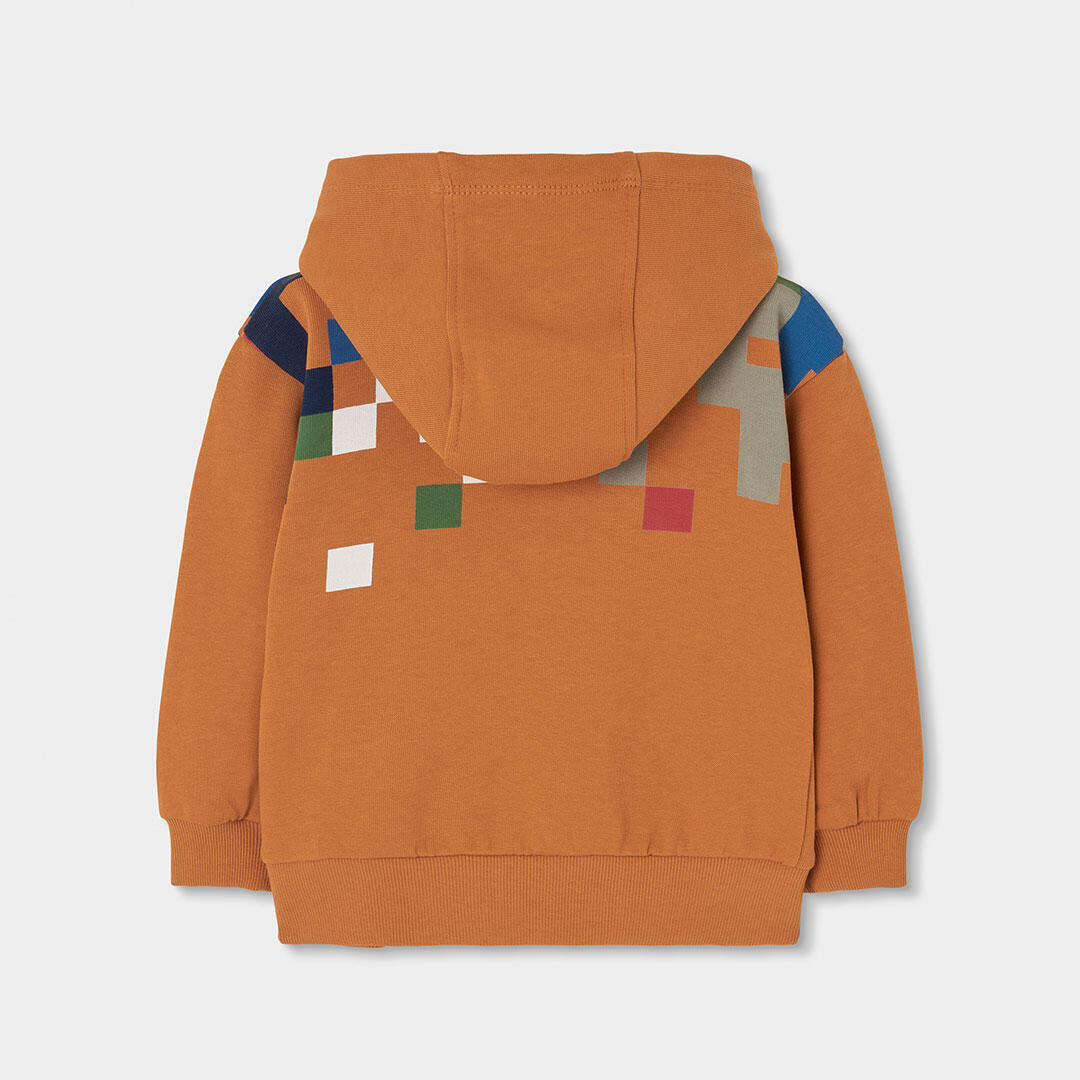 Conjunto felpa niño naranja estampado píxeles 5/7