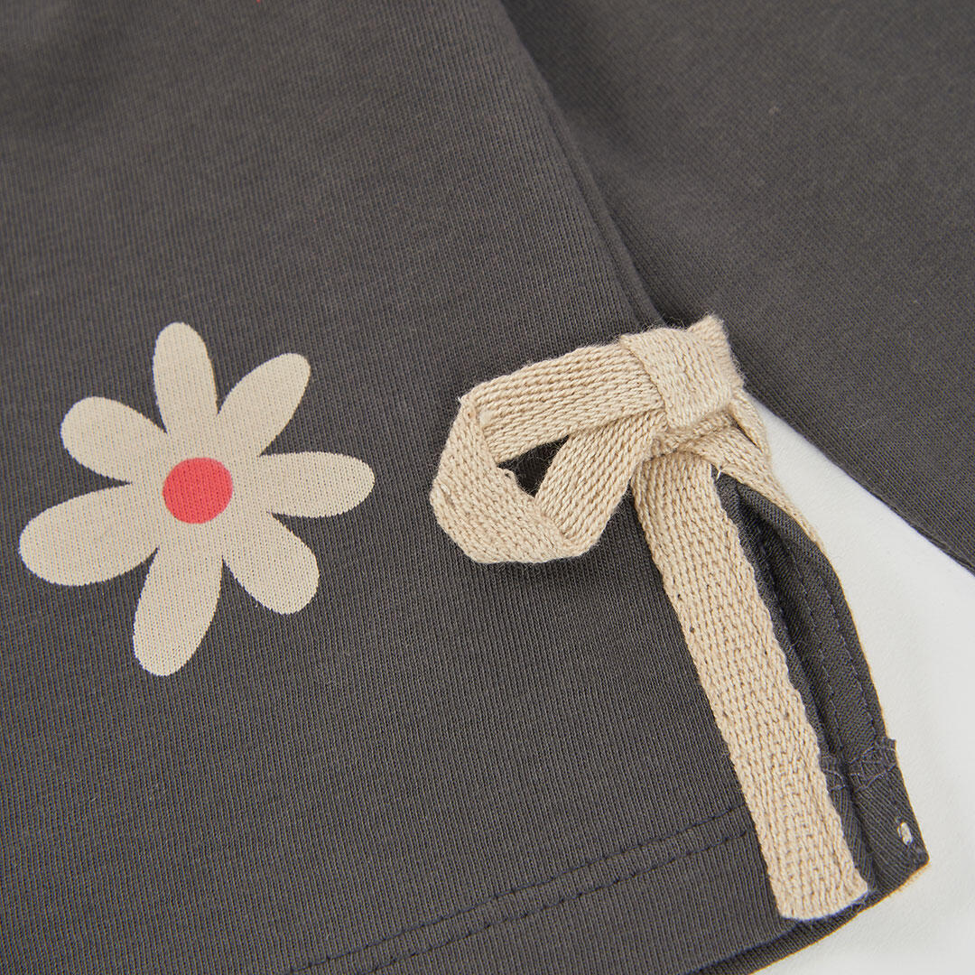 Camiseta punto niña gris estampado flores 4/4
