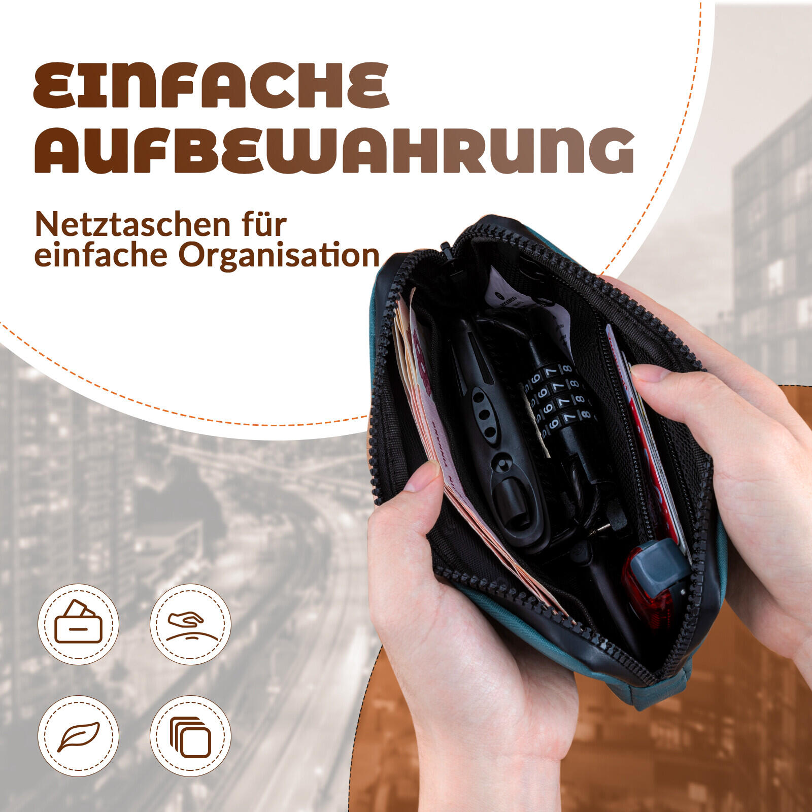 ROCKBROS Geldbörse Mehrfachfunk mit Reißverschluss 3/6