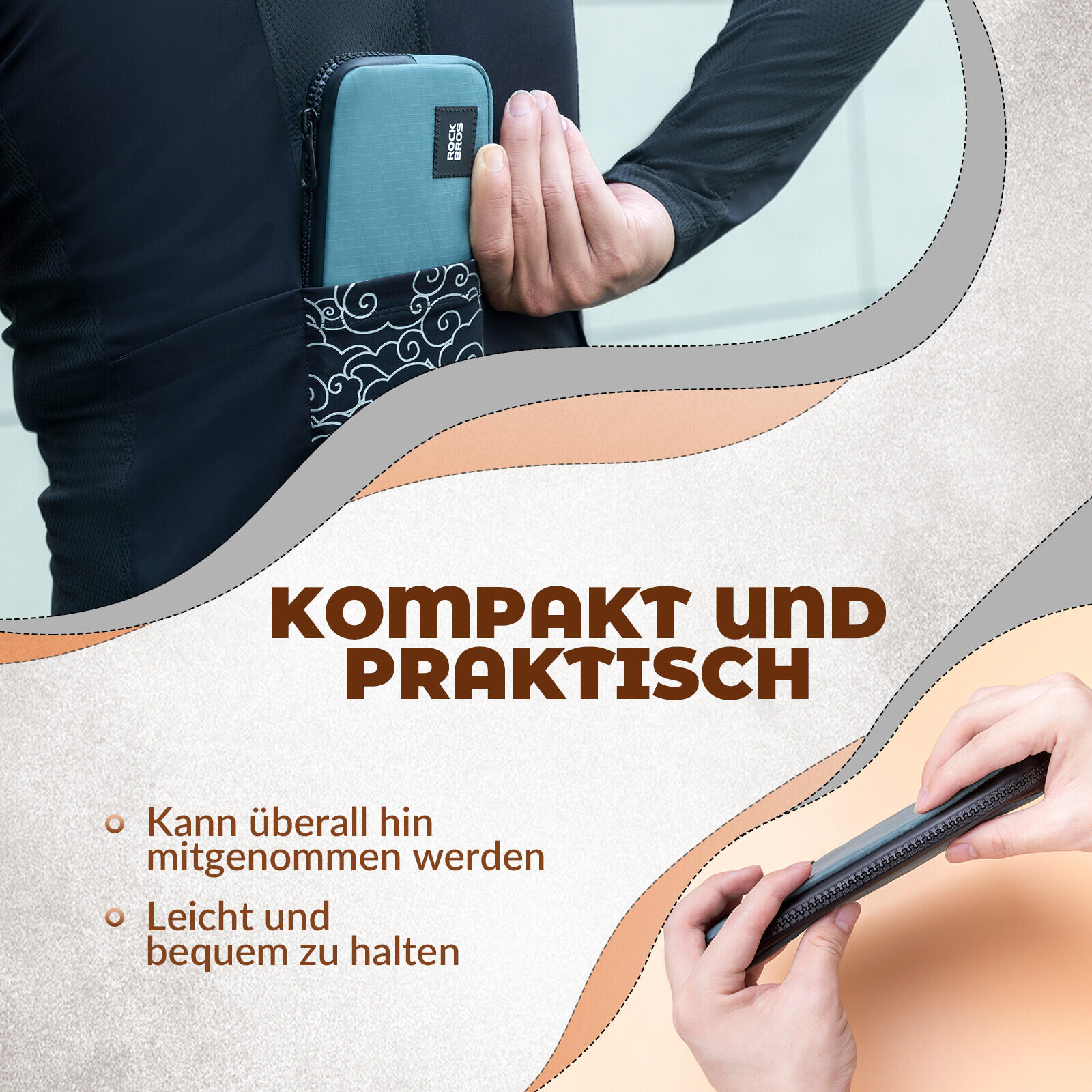 ROCKBROS Geldbörse Mehrfachfunk mit Reißverschluss 4/6