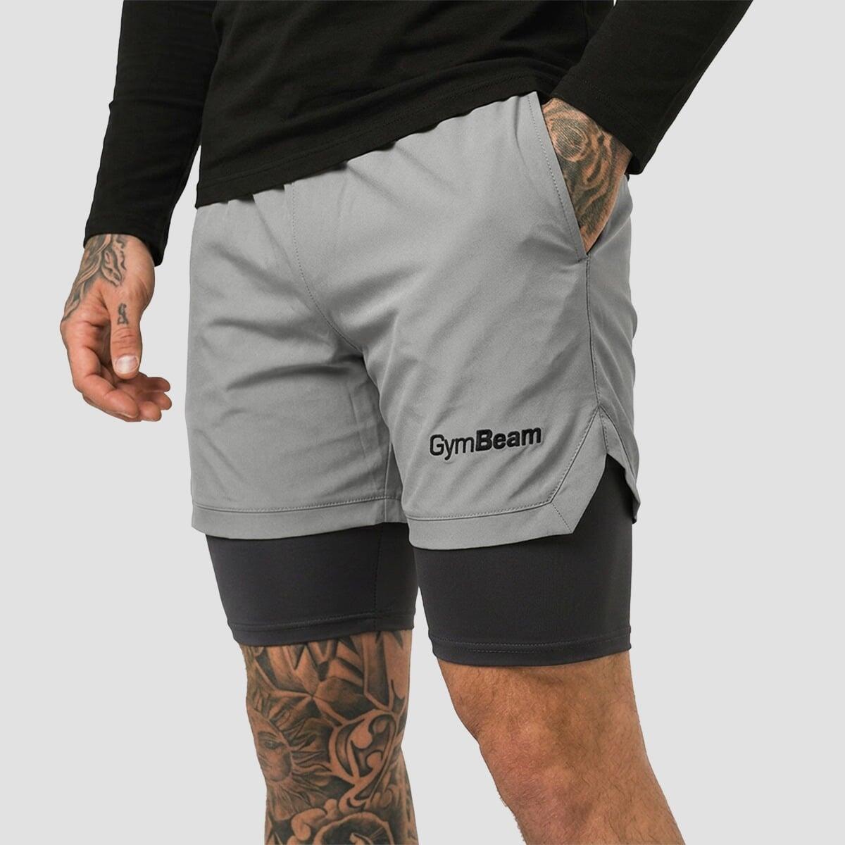 Szorty męskie fitness 2w1 z kieszeniami Iron Smoke 2/4