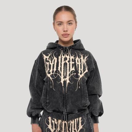 Bluza damska fitness z kapturem i zamkiem Abyss