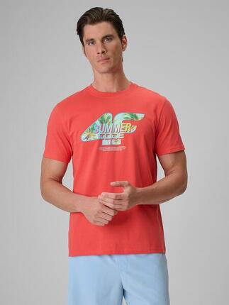 T-shirt regular z nadrukiem męski 4F 4FRSS26TTSHM4305